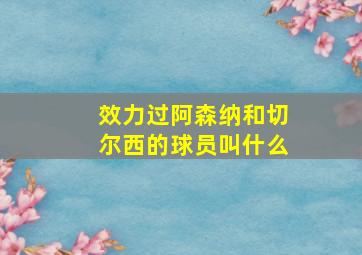 效力过阿森纳和切尔西的球员叫什么