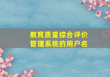 教育质量综合评价管理系统的用户名