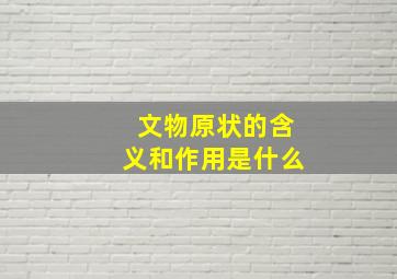 文物原状的含义和作用是什么