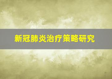 新冠肺炎治疗策略研究