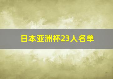 日本亚洲杯23人名单