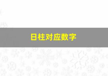 日柱对应数字