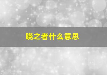 晓之者什么意思