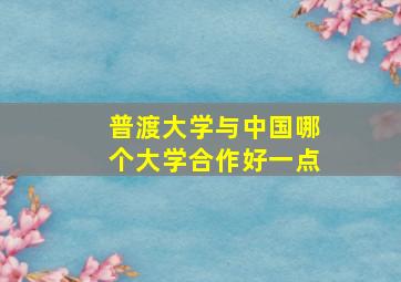 普渡大学与中国哪个大学合作好一点