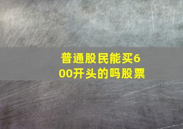 普通股民能买600开头的吗股票