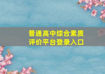 普通高中综合素质评价平台登录入口