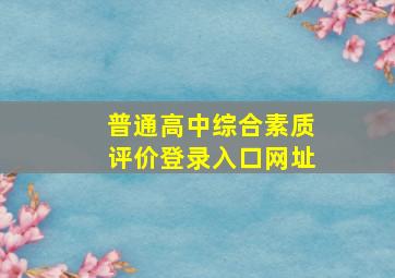 普通高中综合素质评价登录入口网址