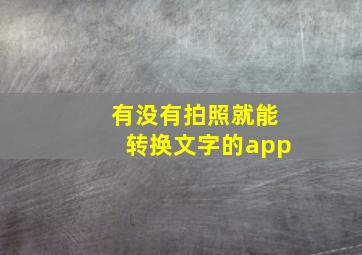 有没有拍照就能转换文字的app