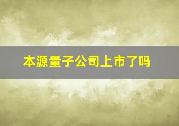 本源量子公司上市了吗