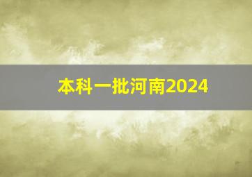 本科一批河南2024