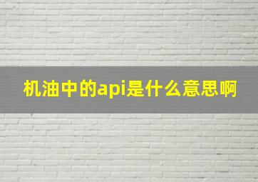 机油中的api是什么意思啊