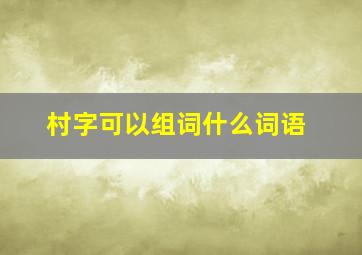 村字可以组词什么词语