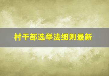 村干部选举法细则最新