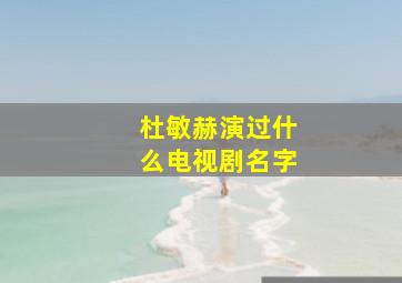 杜敏赫演过什么电视剧名字