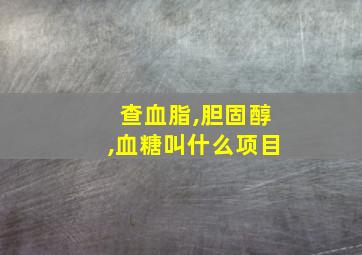 查血脂,胆固醇,血糖叫什么项目