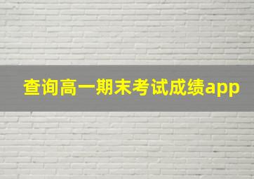 查询高一期末考试成绩app