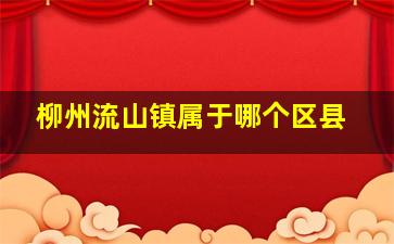 柳州流山镇属于哪个区县