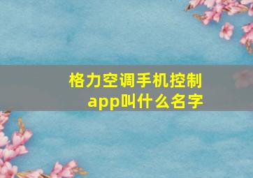 格力空调手机控制app叫什么名字