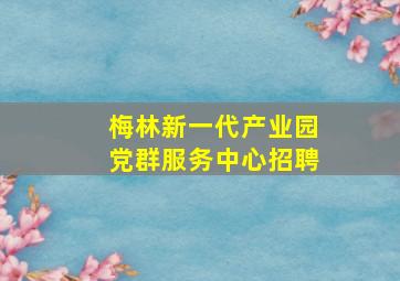 梅林新一代产业园党群服务中心招聘