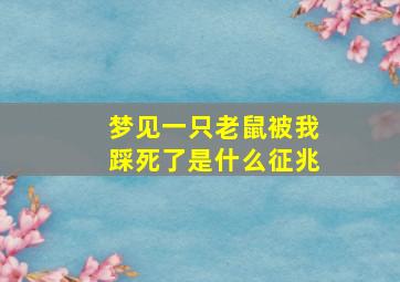 梦见一只老鼠被我踩死了是什么征兆