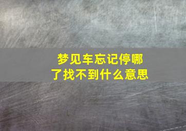 梦见车忘记停哪了找不到什么意思