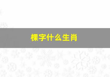 棵字什么生肖