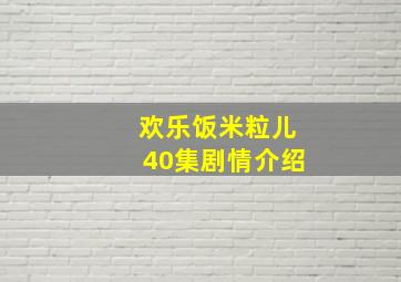 欢乐饭米粒儿40集剧情介绍