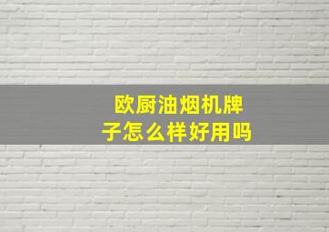 欧厨油烟机牌子怎么样好用吗