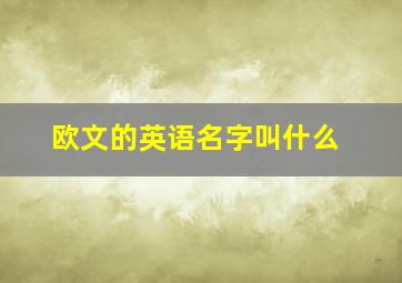 欧文的英语名字叫什么