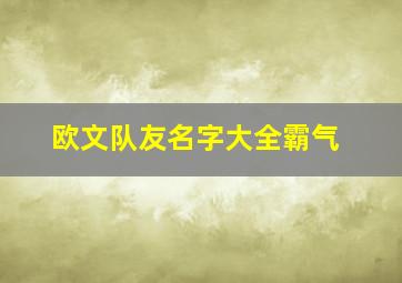 欧文队友名字大全霸气