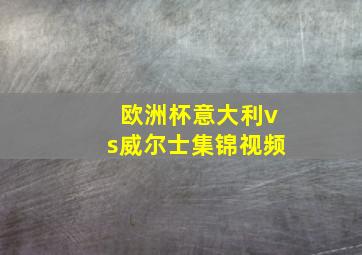 欧洲杯意大利vs威尔士集锦视频