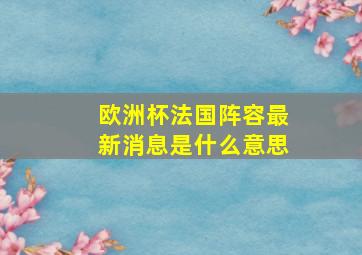 欧洲杯法国阵容最新消息是什么意思