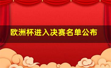 欧洲杯进入决赛名单公布