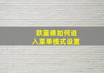 欧蓝德如何进入菜单模式设置