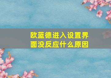 欧蓝德进入设置界面没反应什么原因