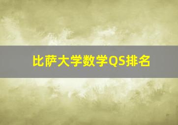 比萨大学数学QS排名