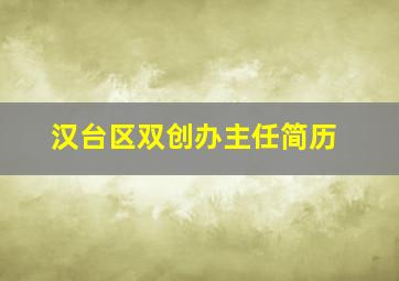 汉台区双创办主任简历