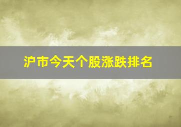 沪市今天个股涨跌排名