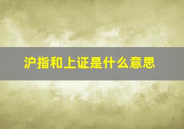 沪指和上证是什么意思