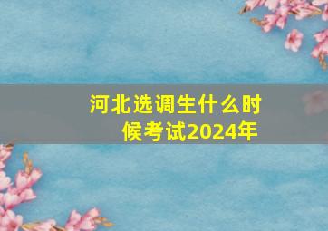 河北选调生什么时候考试2024年