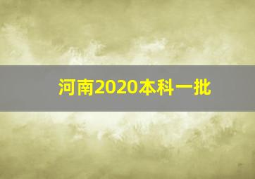 河南2020本科一批