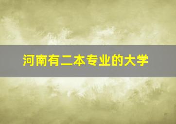 河南有二本专业的大学