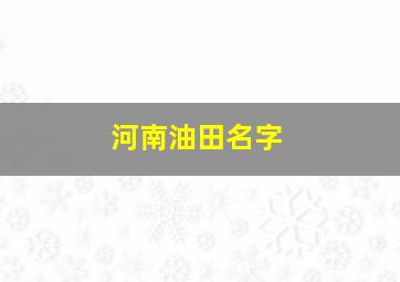 河南油田名字