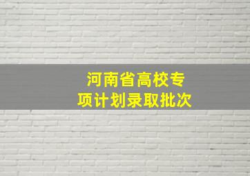 河南省高校专项计划录取批次