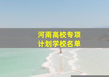 河南高校专项计划学校名单