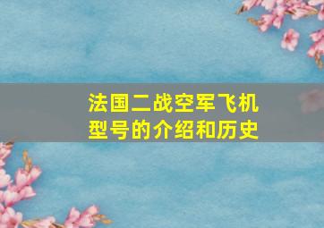 法国二战空军飞机型号的介绍和历史