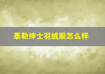 泰勒绅士羽绒服怎么样