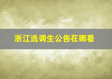 浙江选调生公告在哪看