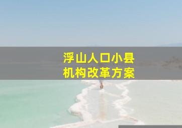 浮山人口小县机构改革方案