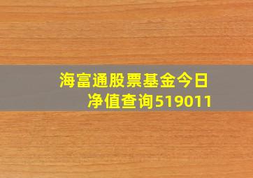 海富通股票基金今日净值查询519011